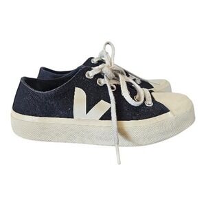 Veja Wata Low Top Retro VTG Style Black Canvas Sneakers sz 7
